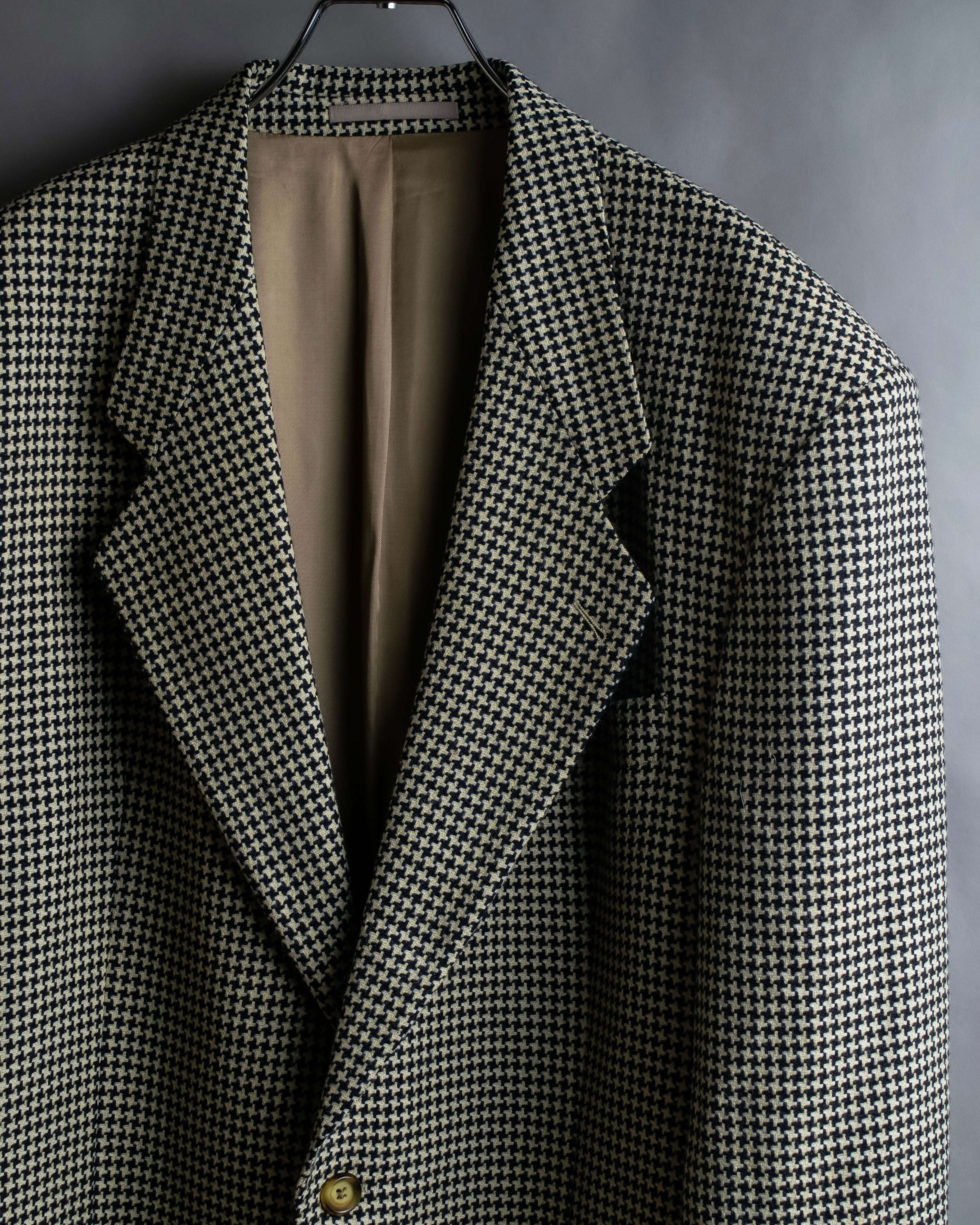 "HUGO BOSS" Houndstooth structured shoulder line tailored jacket