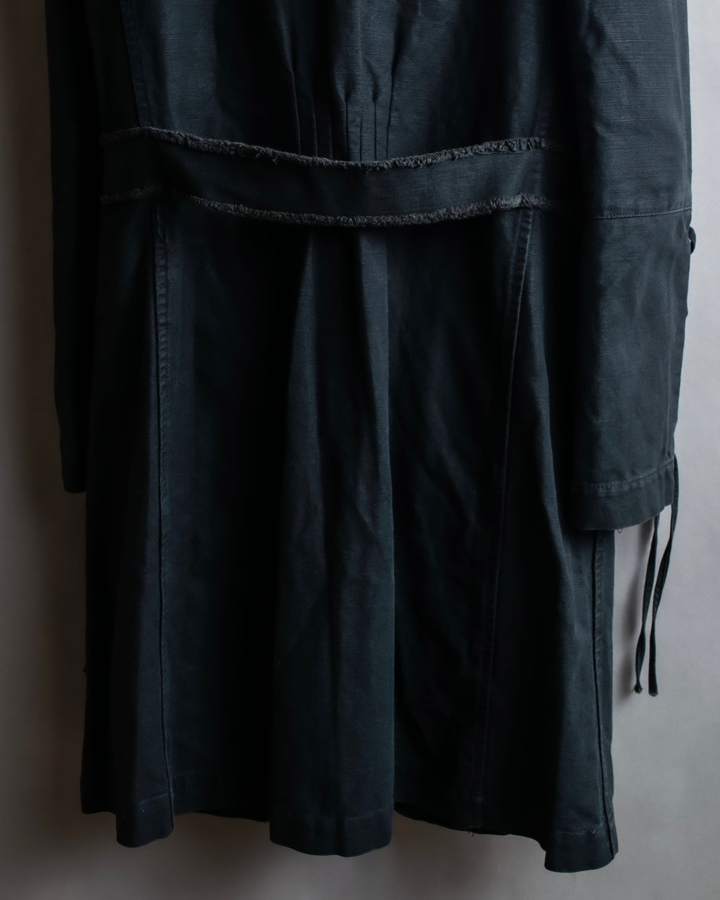 "vanessa bruno" Lace fringe design drawstring cotton linen shirt dress