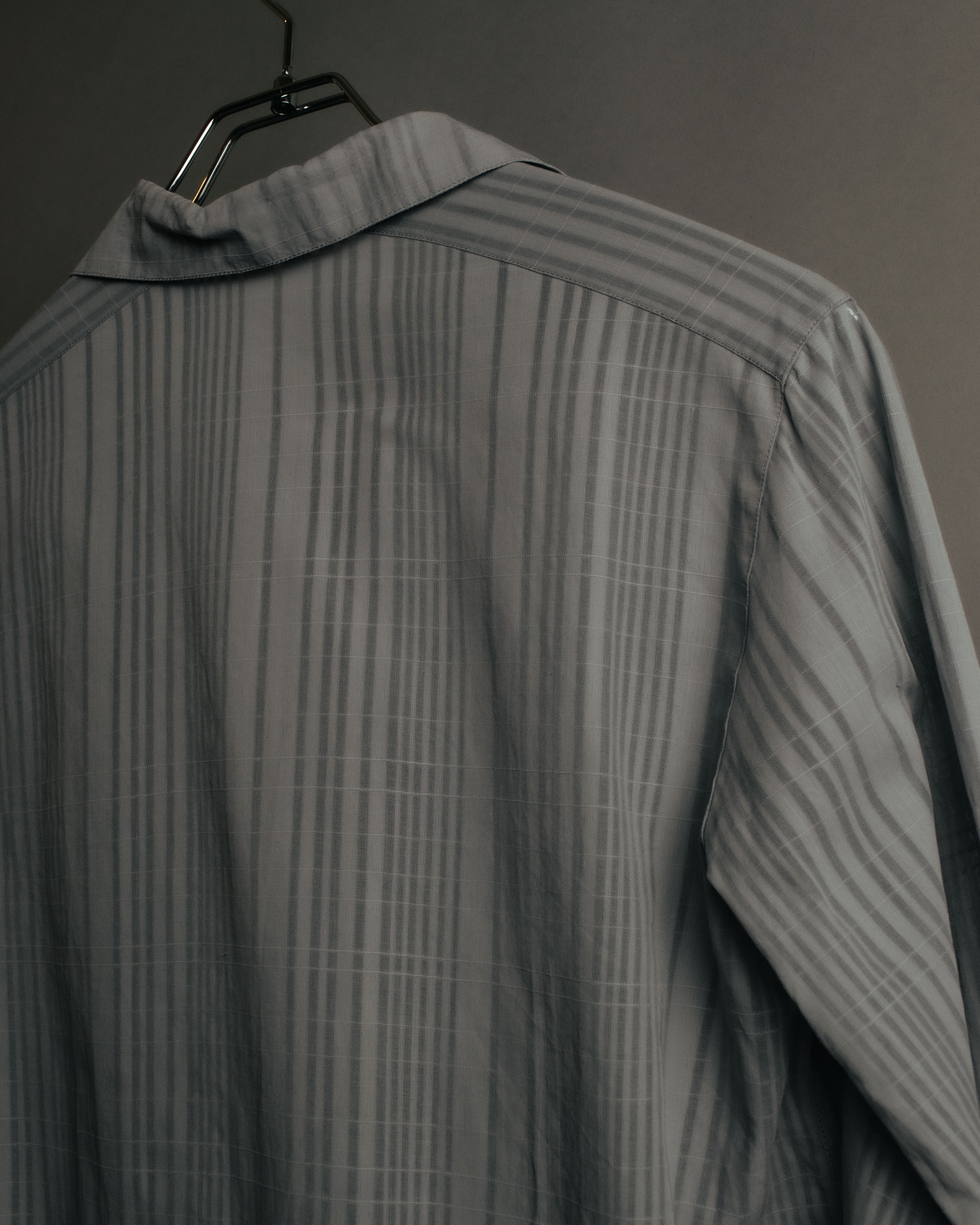 “Christian Dior” 80’s-90’s Sheer check open collar shirt