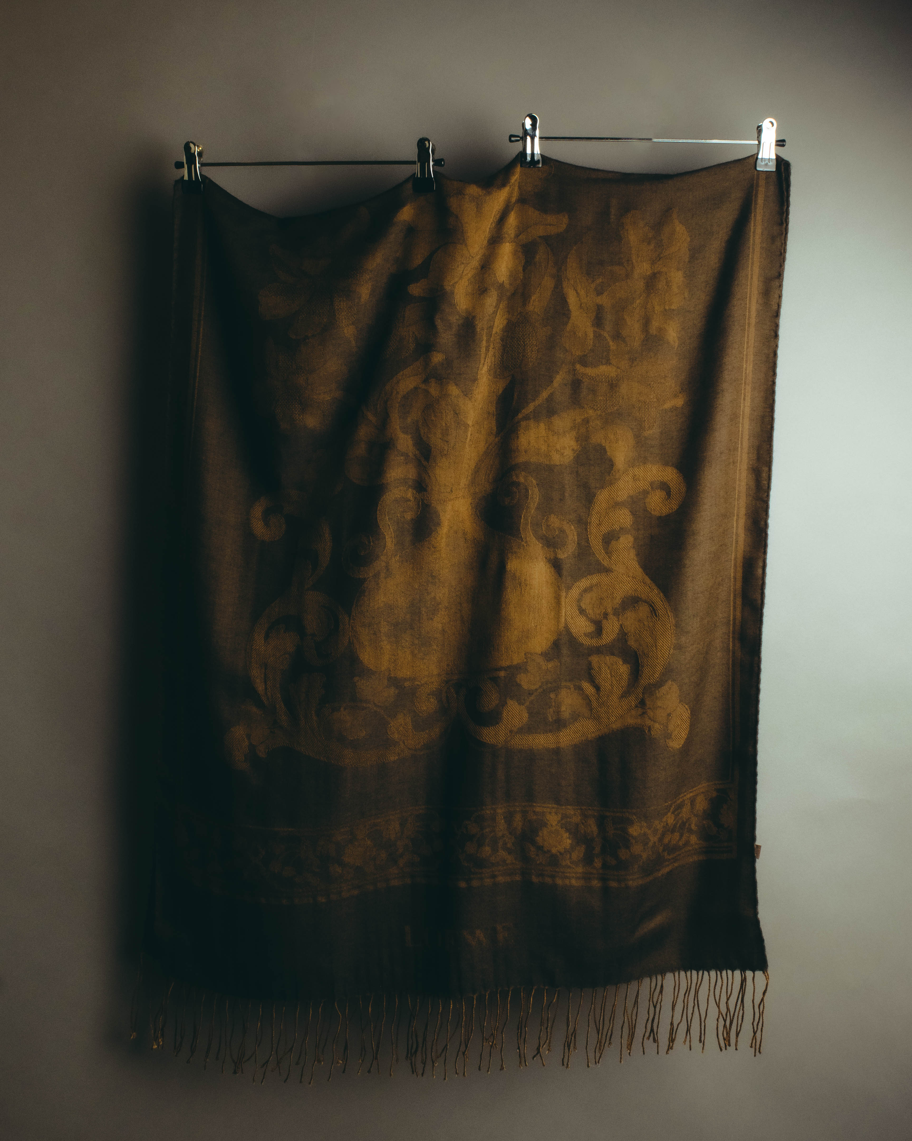 -SPECIAL- “LOEWE” 90’s-00’s Botanical anagram jacquard fringe stole