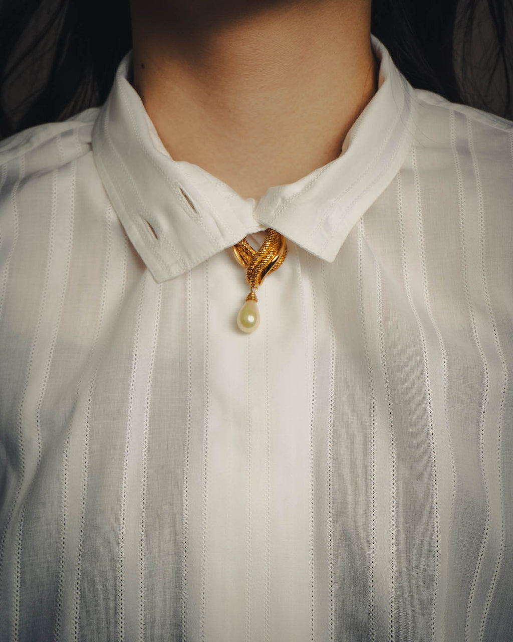 -SPECIAL- “CHANEL” 08 Cruise Collection Sheer cotton stand collar shirt