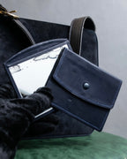 "GUCCI" Dark navy suede leather shoulder bag
