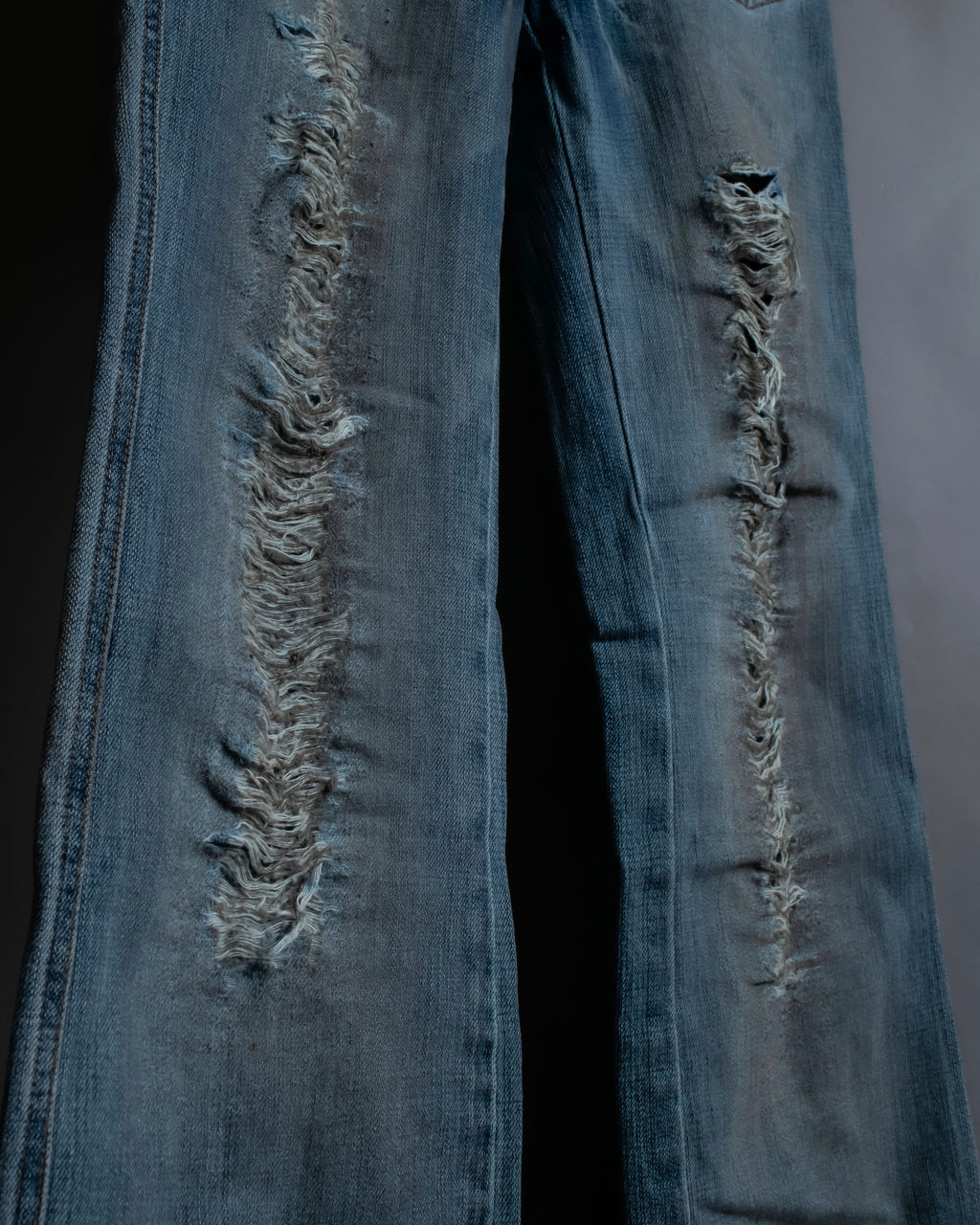"Dolce & Gabbana" Gold zip detail distressed straight denim