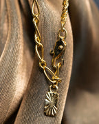 "YVES SAINT LAURENT" rhinestone motif gold necklace