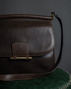 "GUCCI" Bar-shaped fastener design leather shoulder bag