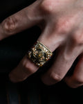 "CHANEL" Glass pearl Coco mark motif gold ring