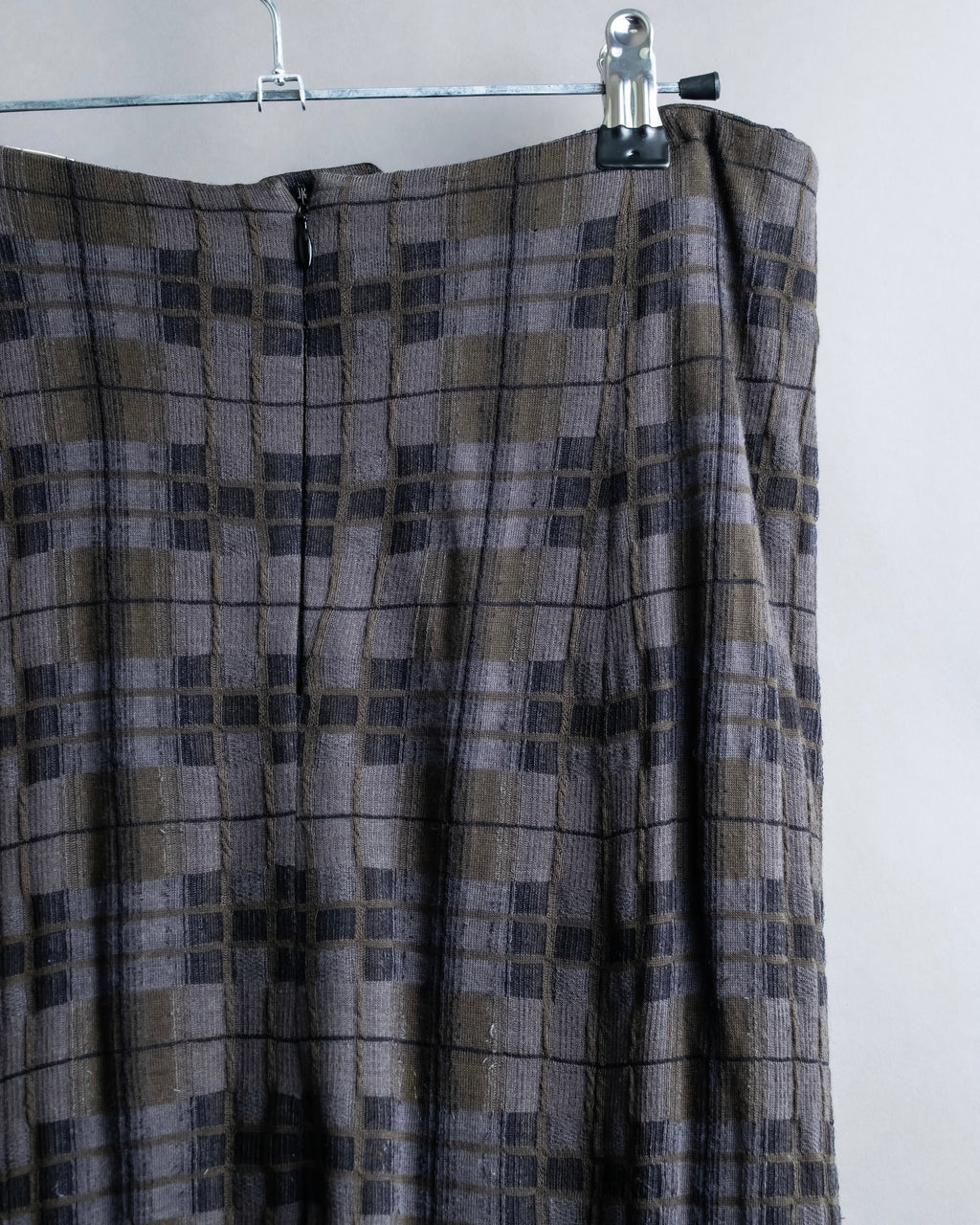 "HERMES" Check pattern cropped skirt