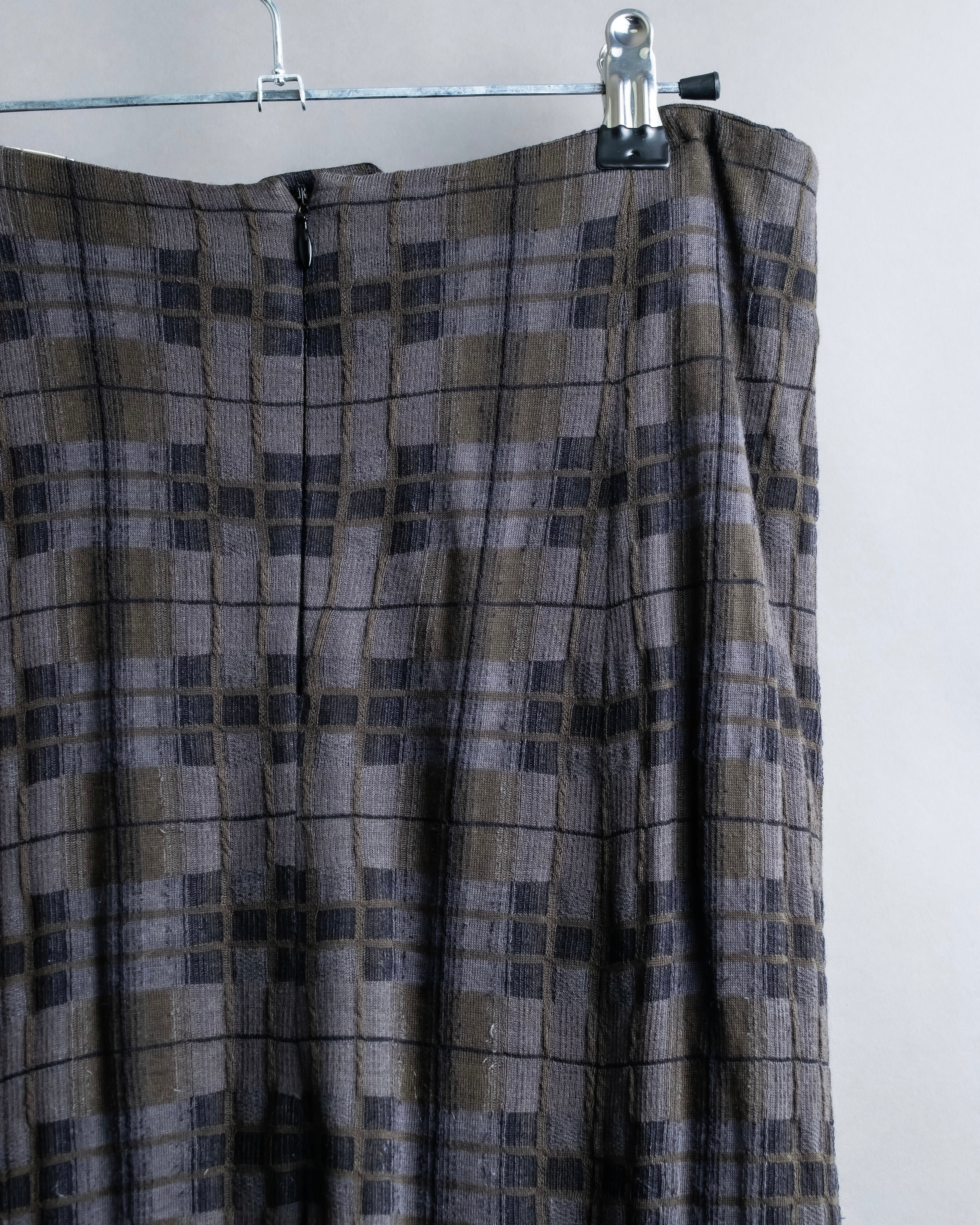 "HERMES" Check pattern cropped skirt