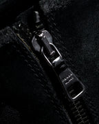 "PRADA" Military detail brushed leather lace-up long boots