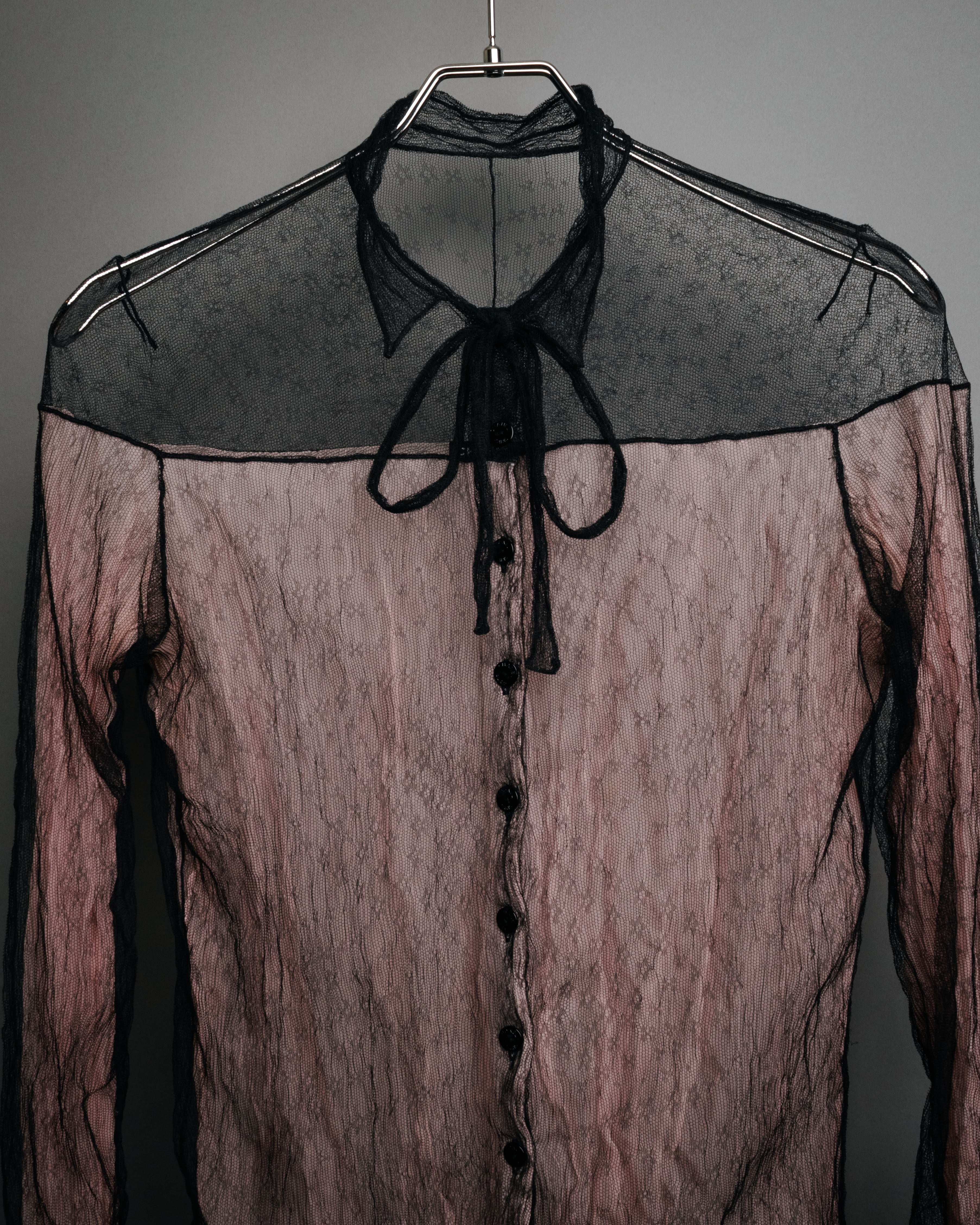 -SPECIAL- “CHANEL” 2014-2019 Sheer lace bow blouse