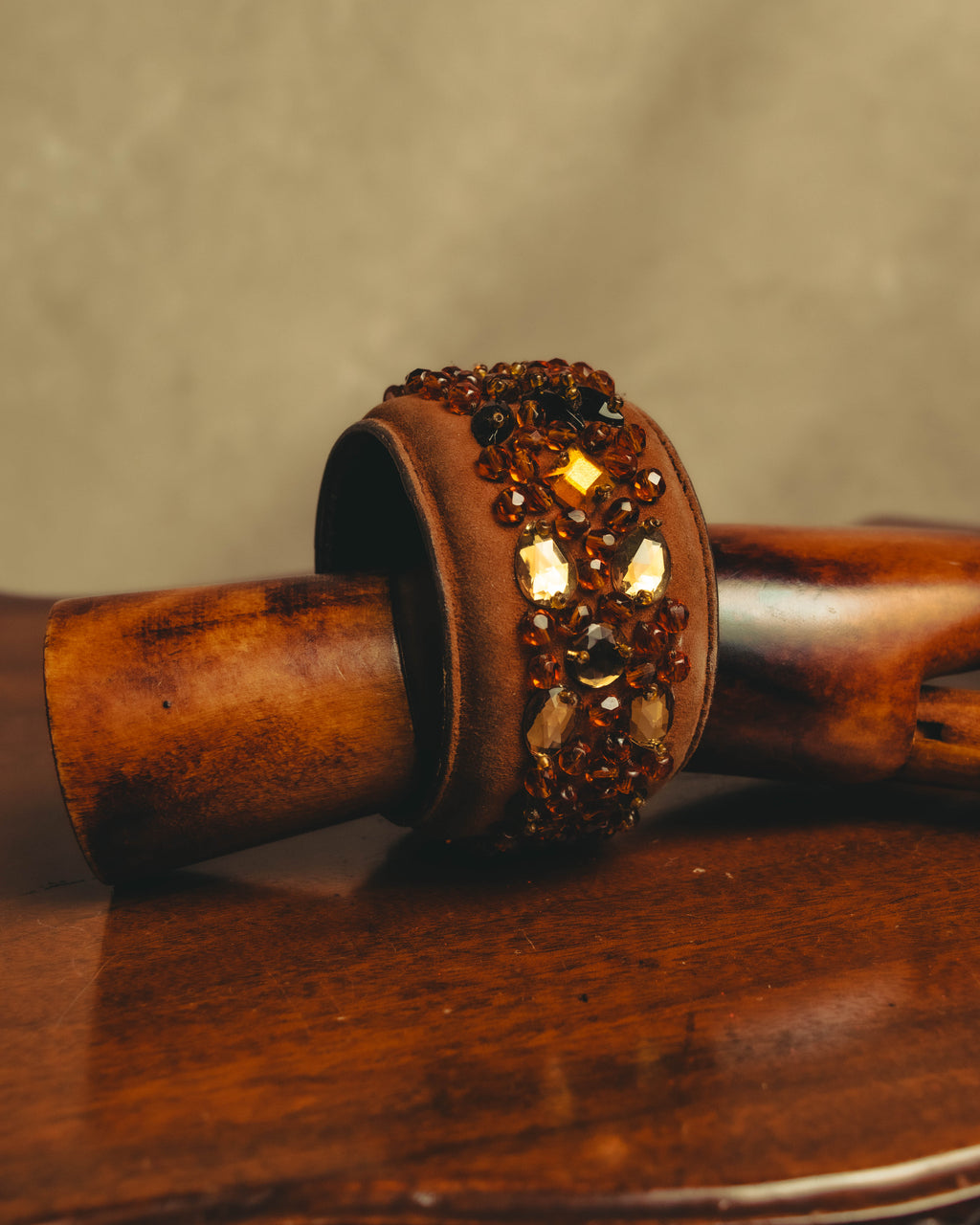 "PRADA" 90's-00's Embellished wide cuff bracelet
