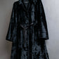 "EMPORIO ARMANI"  Leather belted design velour mid length gown coat