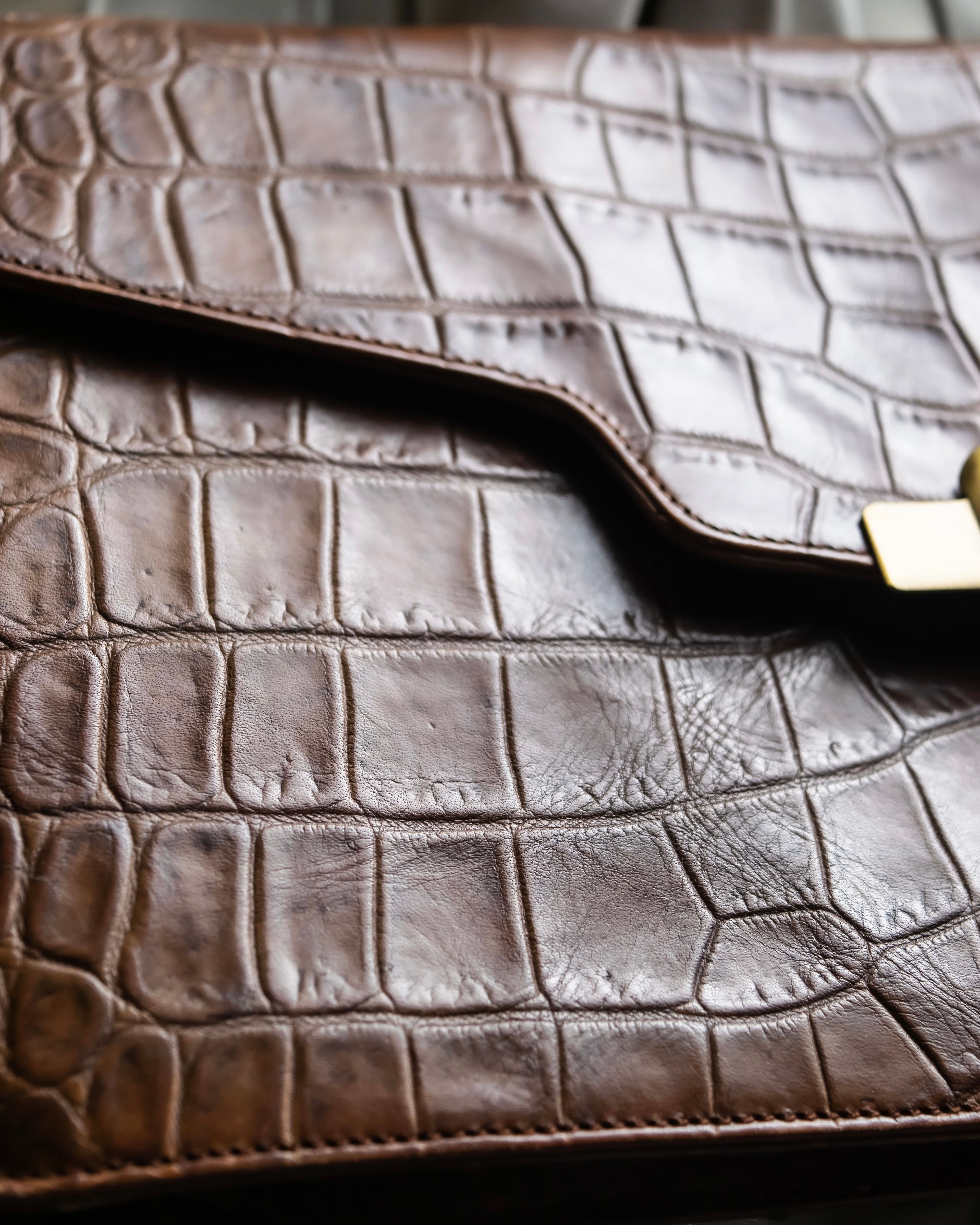 "GIORGIO ARMANI" crocodile leather box shoulder bag