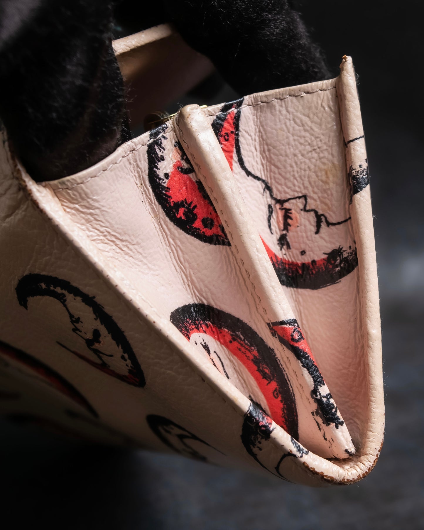 "MIU MIU" Madras leather crescent moon pattern long wallet