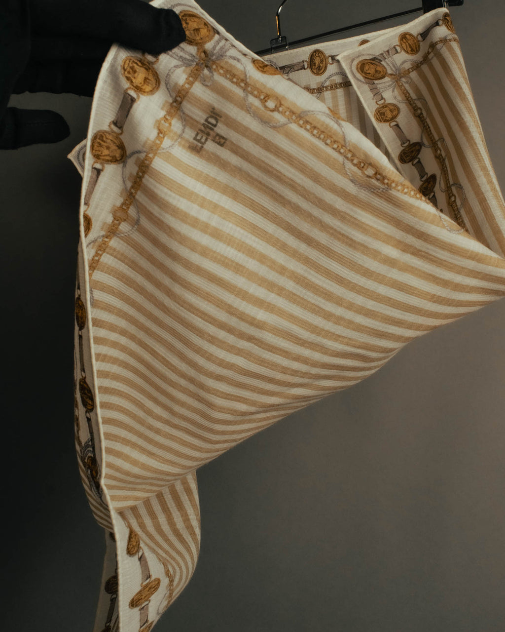 “FENDI” Late 80’s-90’s chain motif gauze scarf