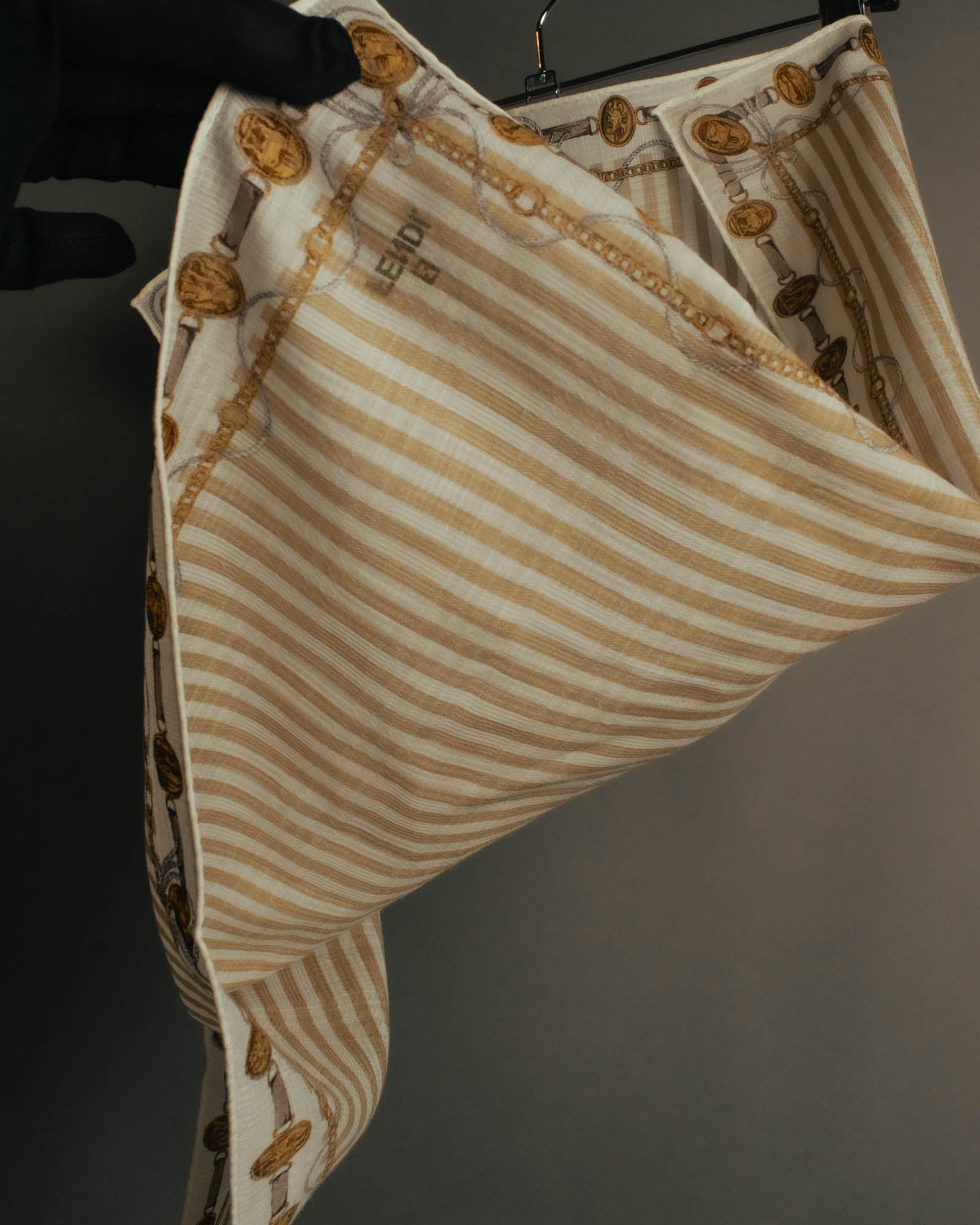 “FENDI” Late 80’s-90’s chain motif gauze scarf