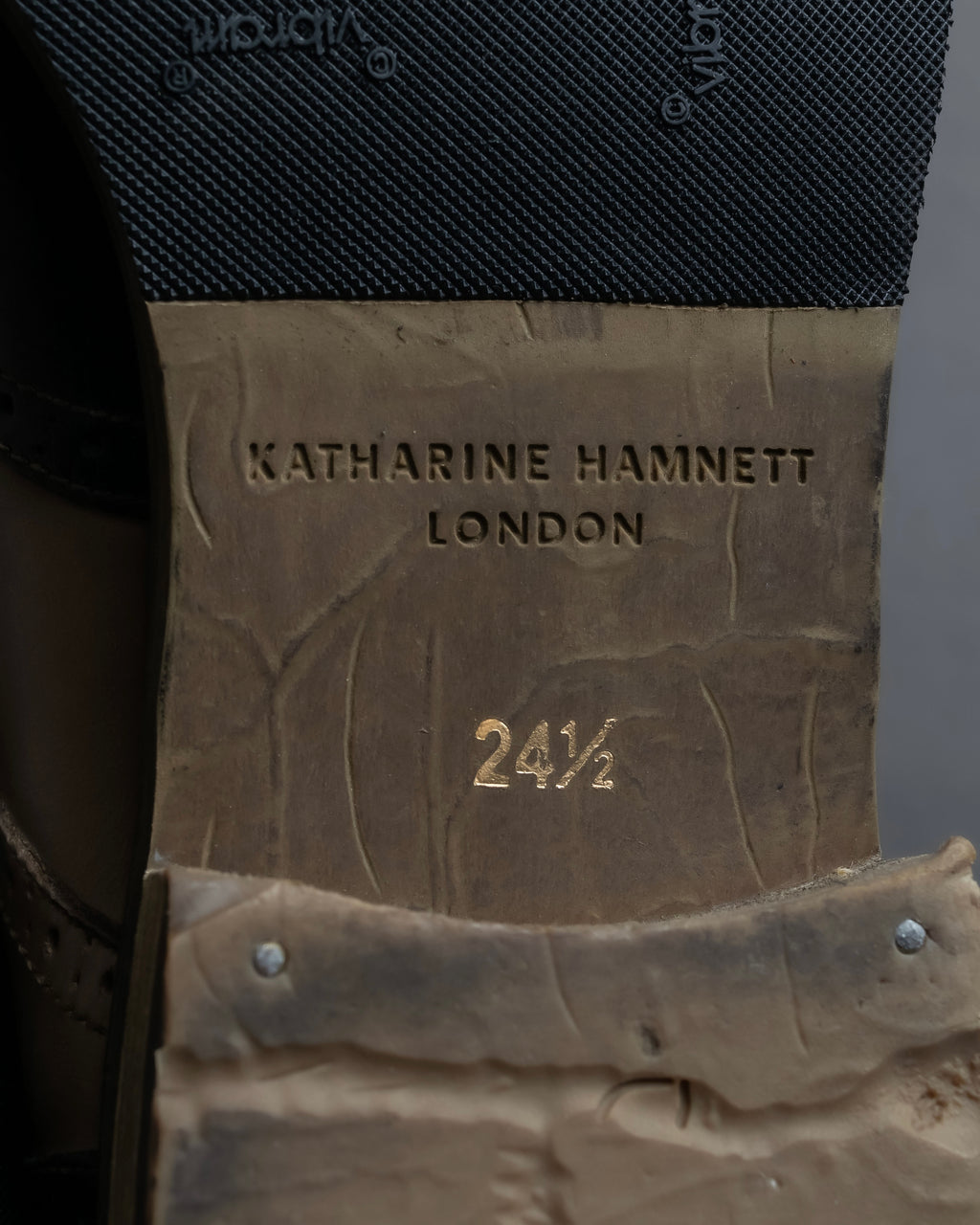 "KATHARINE HAMNETT" Wingtip design bicolor leather shoes