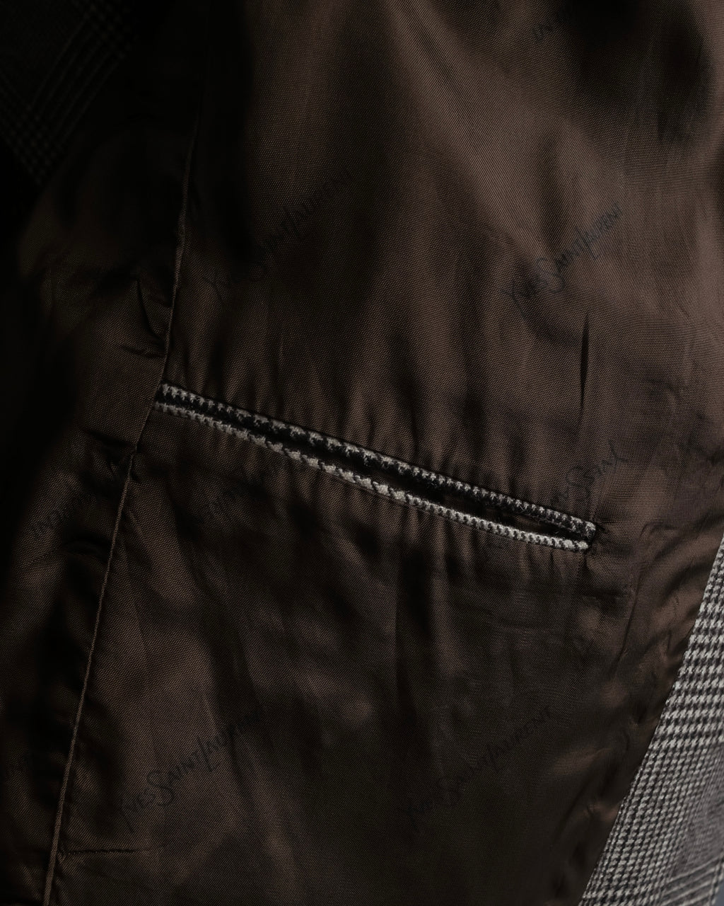 "YVES SAINT LAURENT" Glen plaid oversized wool tailored jacket