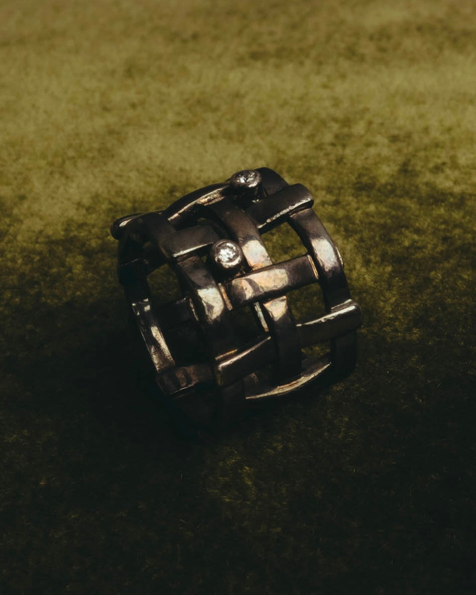 "Jean Paul Gaultier" 90's-00's Sculptural lattice silver ring