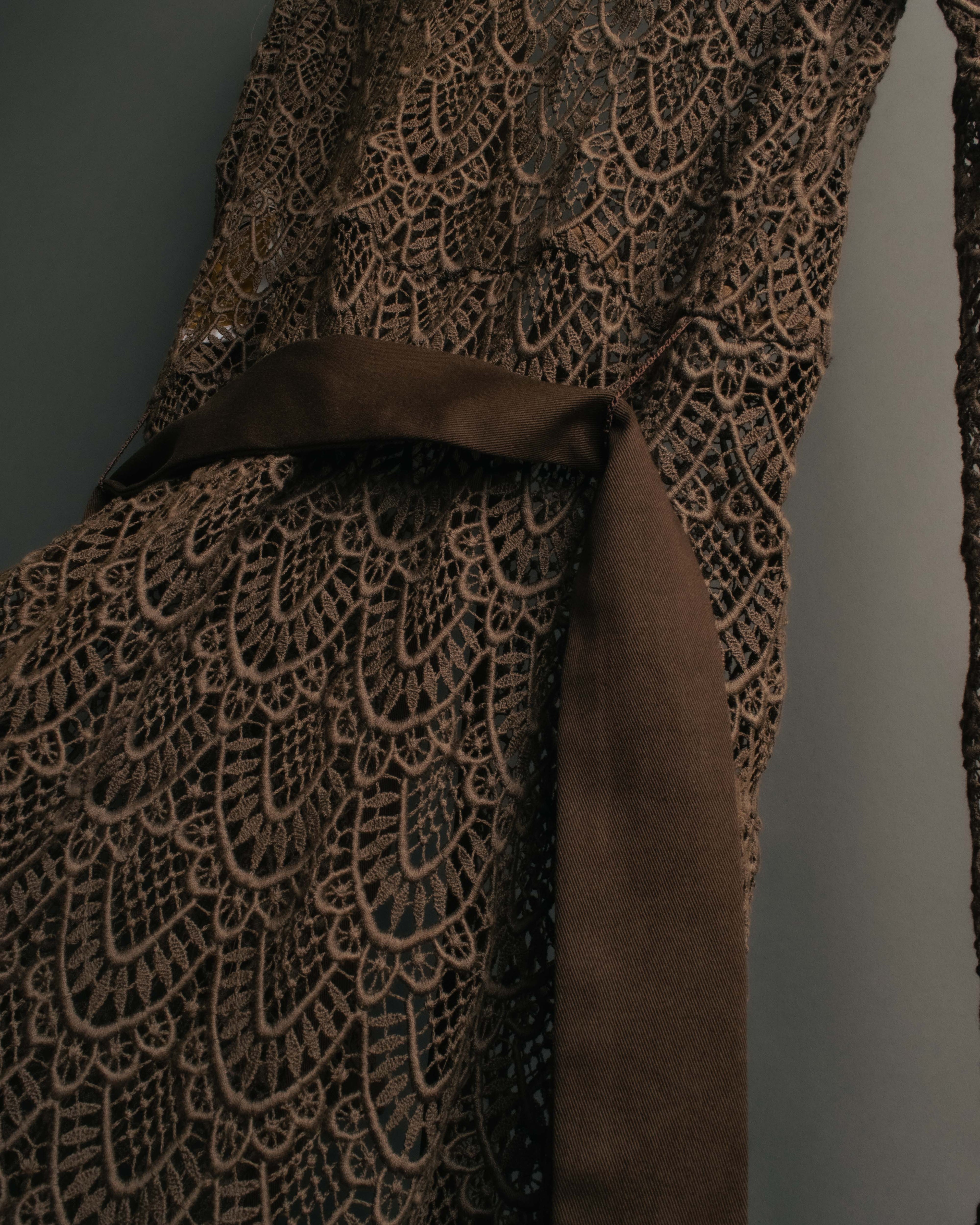 -SPECIAL- “VALENTINO ROMA” 1998-2008 Lace belted sheer coat dress