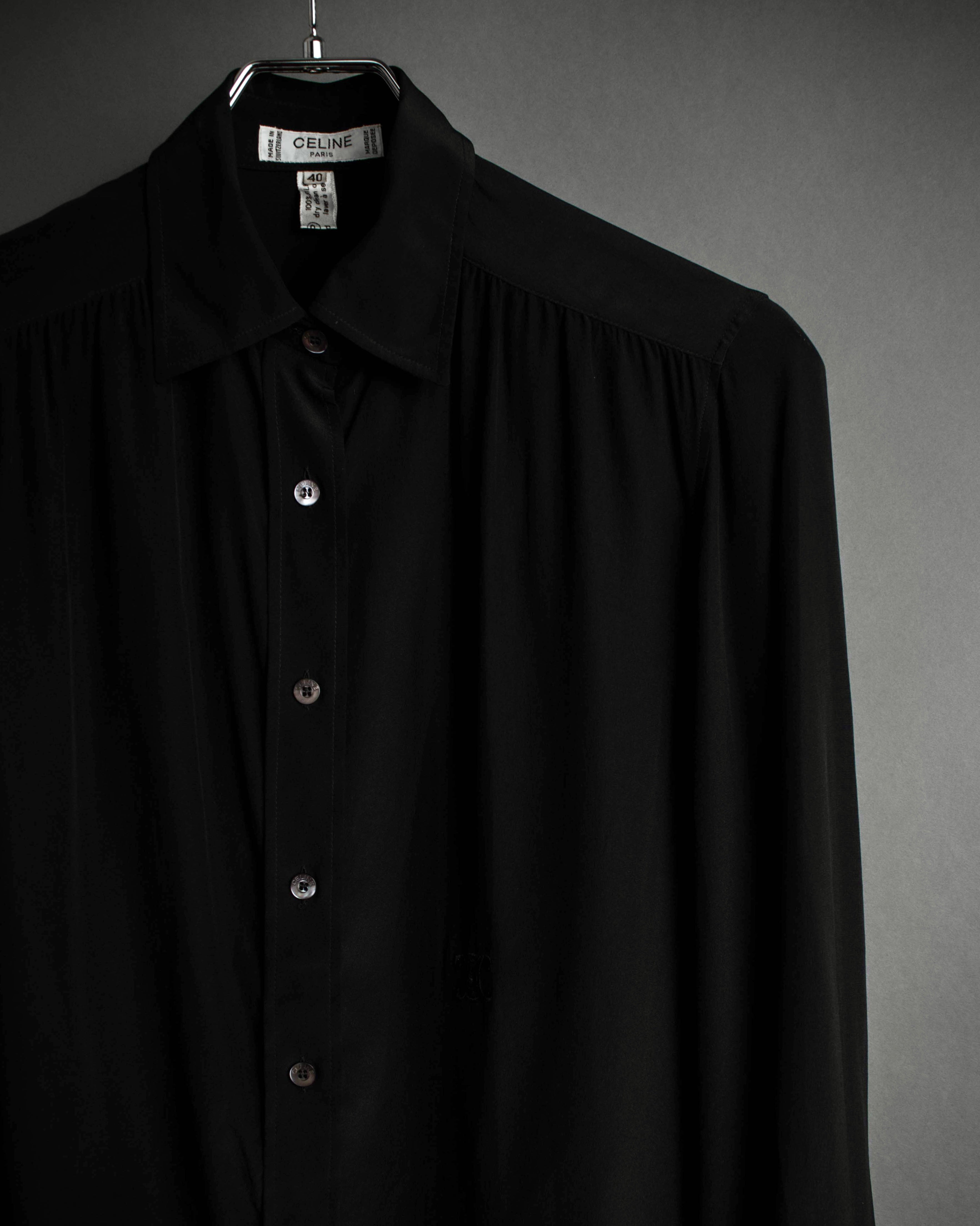 "CELINE" Triomphe embroidered design silk shirt