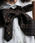 "LOUIS VUITTON" Damier check silk jacquard neck tie