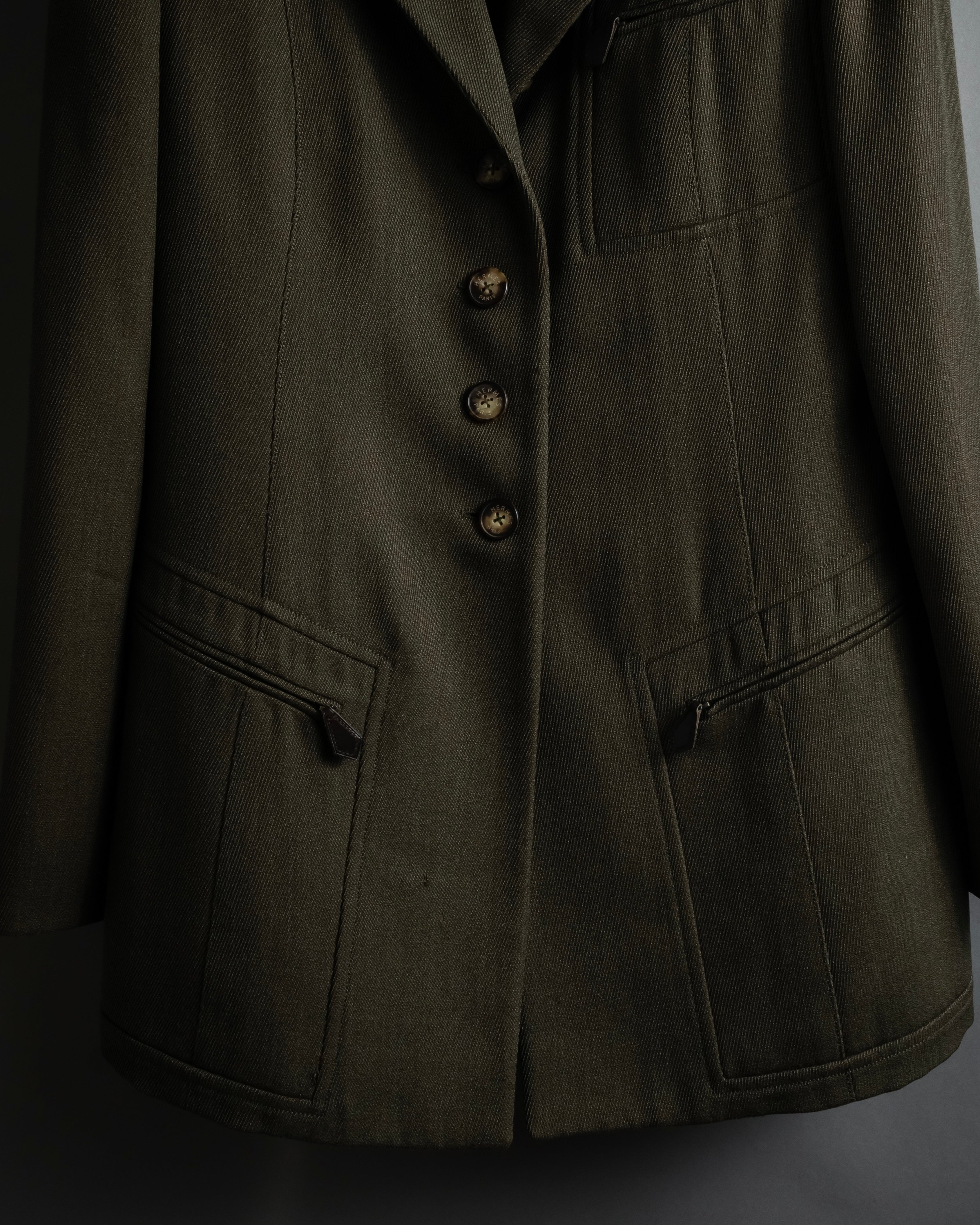 -SPECIAL- "HERMES" 90's Military-inspired zip design tailored jacket