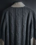 "H953" Shearling-collared cable-knit jacket