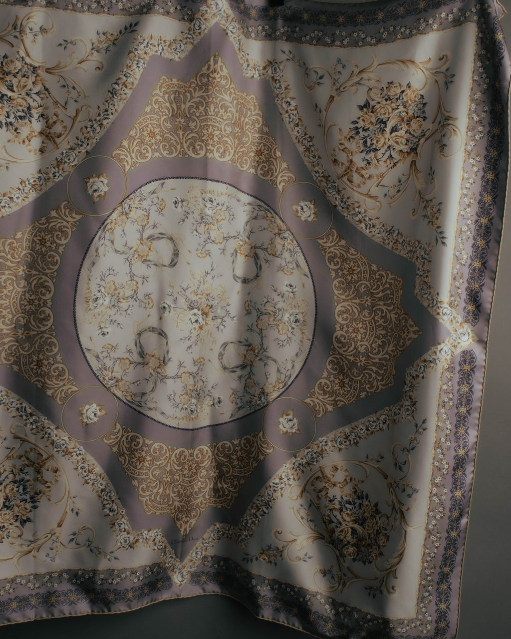 "Christian Dior" 80's-90's Elegant floral silk scarf