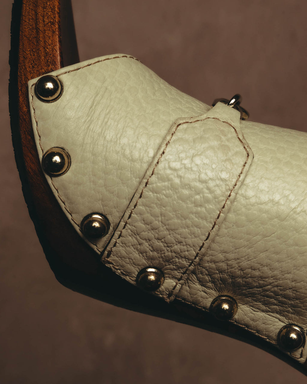 "GUCCI" 90's-00's Horsebit studded wood wedge mule sandals