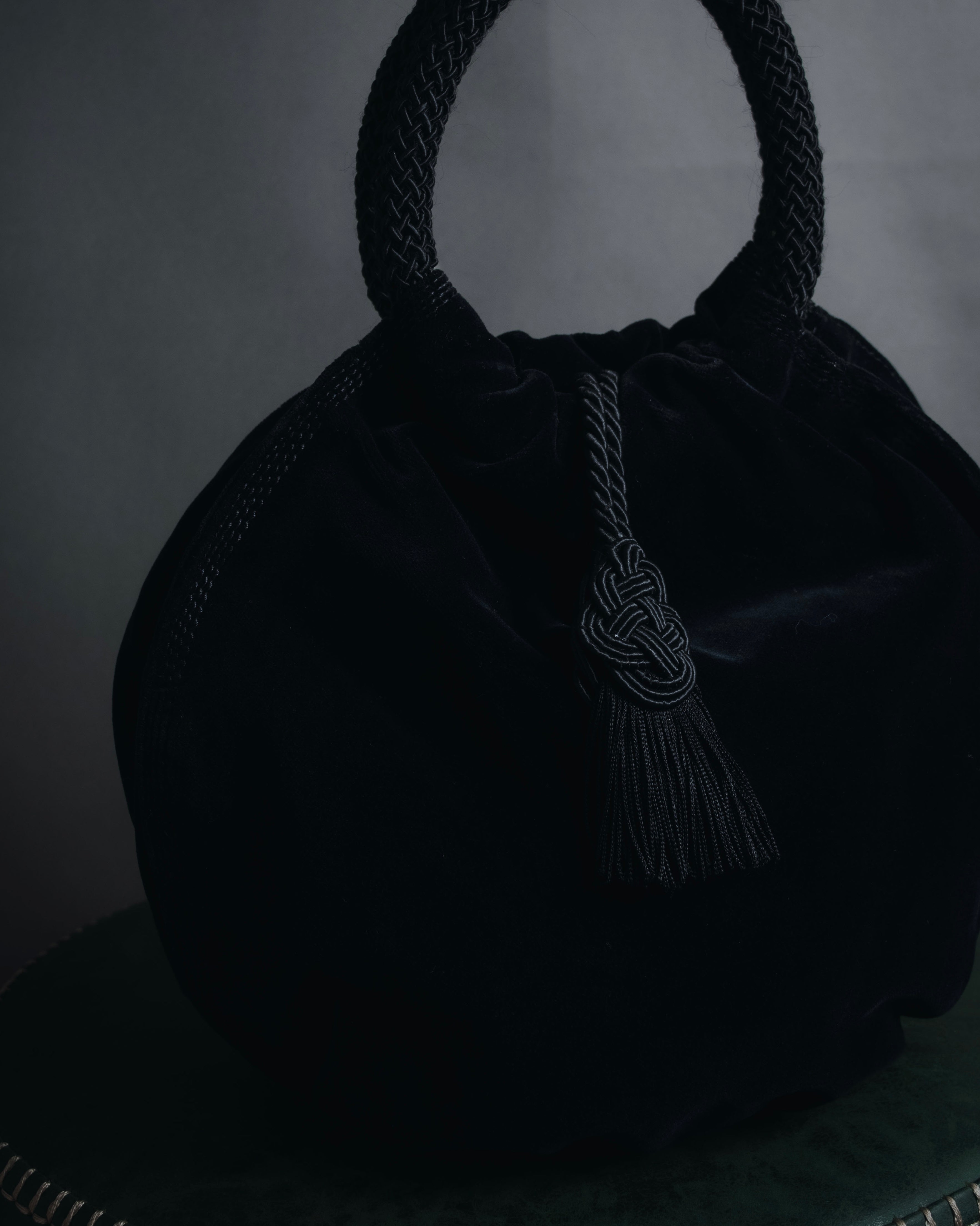 "LOEWE" Late 80s-Early 90s velvet knot tassel handbag