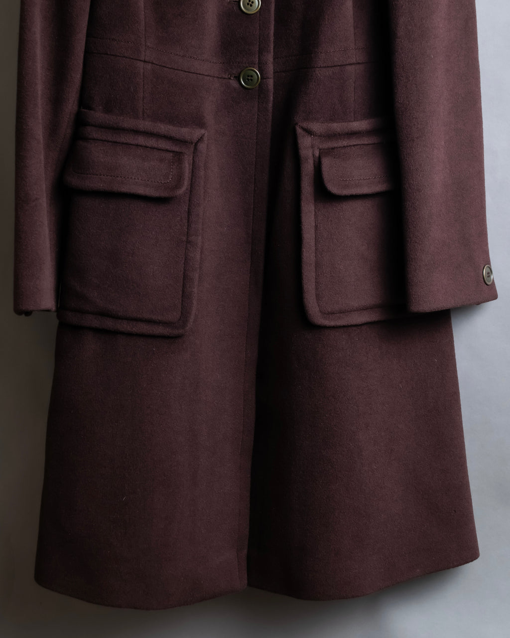 "Vintage fur collar waist shape A-line coat"