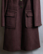 "Vintage fur collar waist shape A-line coat"