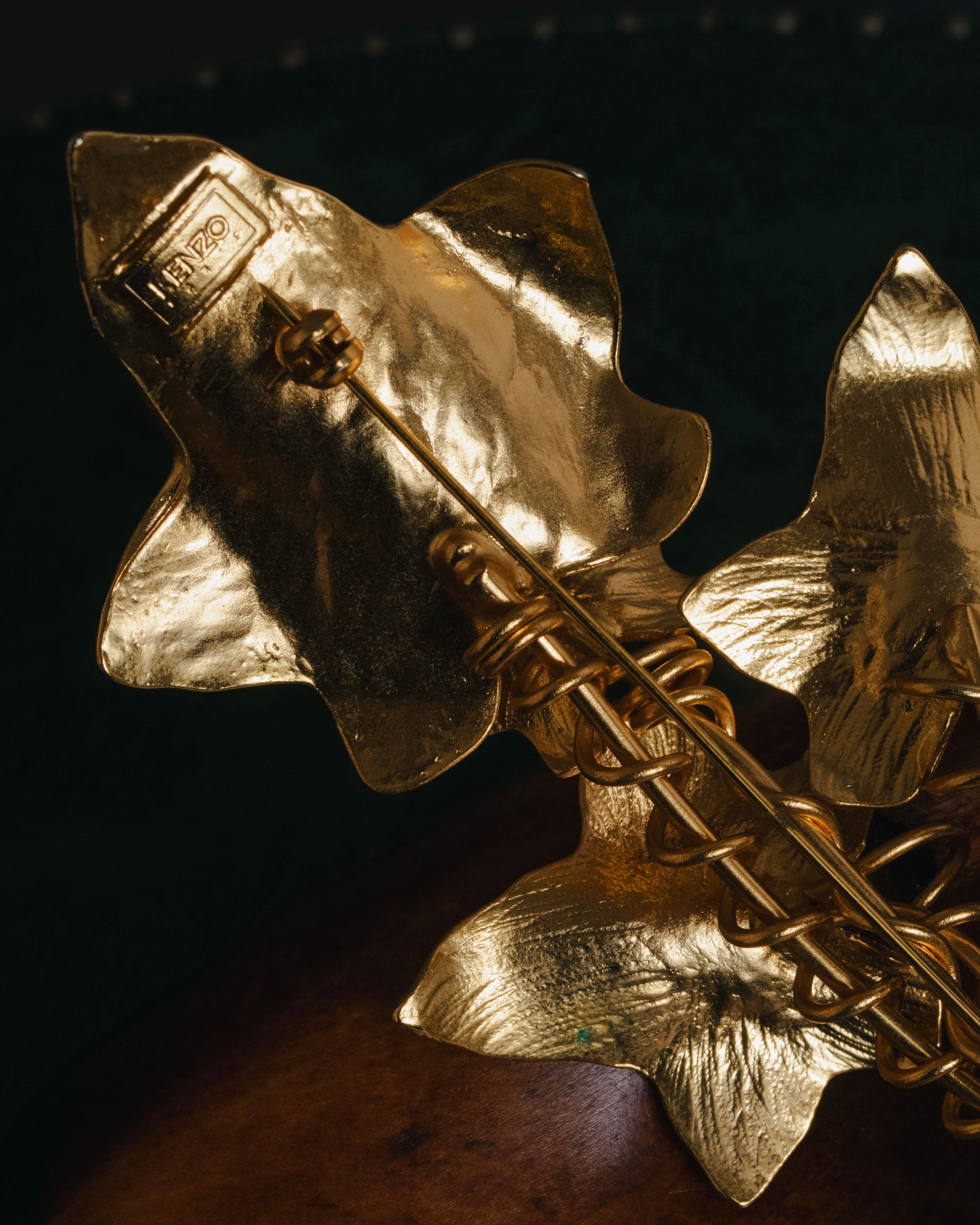 "KENZO" Botanical ivy bouquet brooch