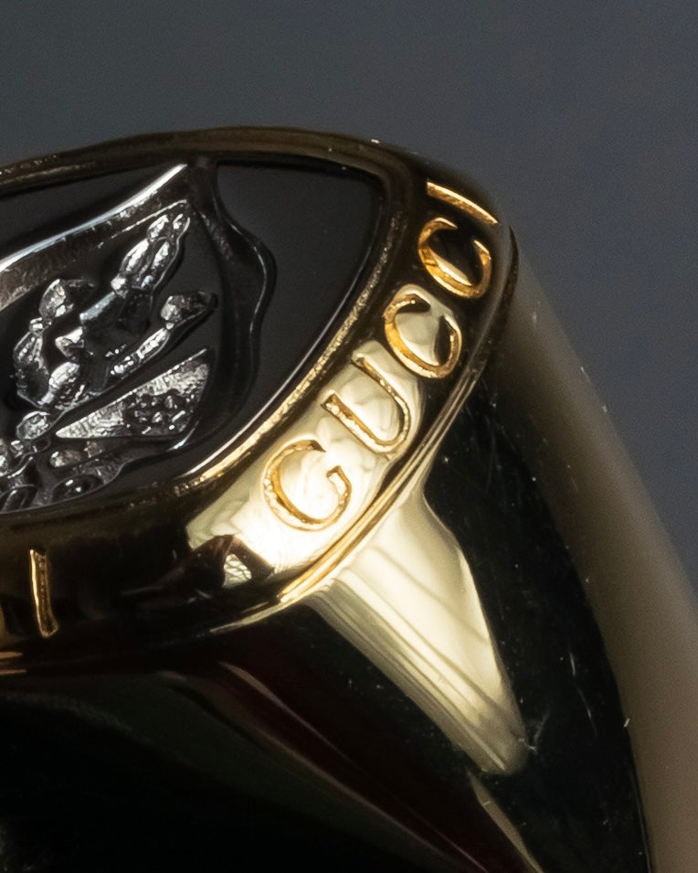 "GUCCI" Coat of arms engraved design ring