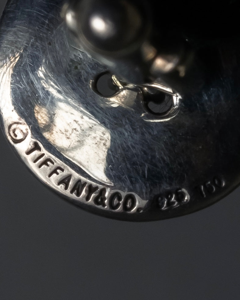 "Tiffany&Co" Button motif design silver cufflinks