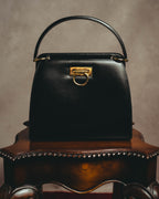 "CELINE" 70's-80's Structured leather top handle handbag