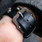 "GUCCI" Cat head motif stud design leather bracelet