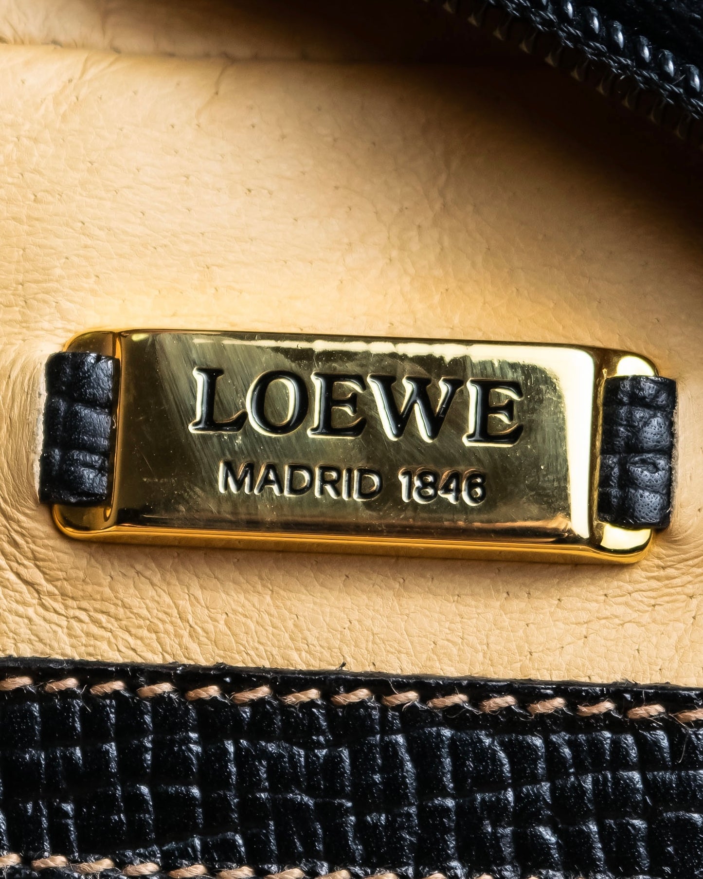 "LOEWE" Embossed leather horizontal one handle bag