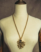 -SPECIAL- "Yves Saint Laurent" 90's-00's Sculptural coral motif crystal pendant necklace