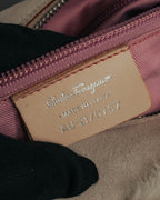 “Salvatore Ferragamo” 00’s Fur panel suede shoulder bag