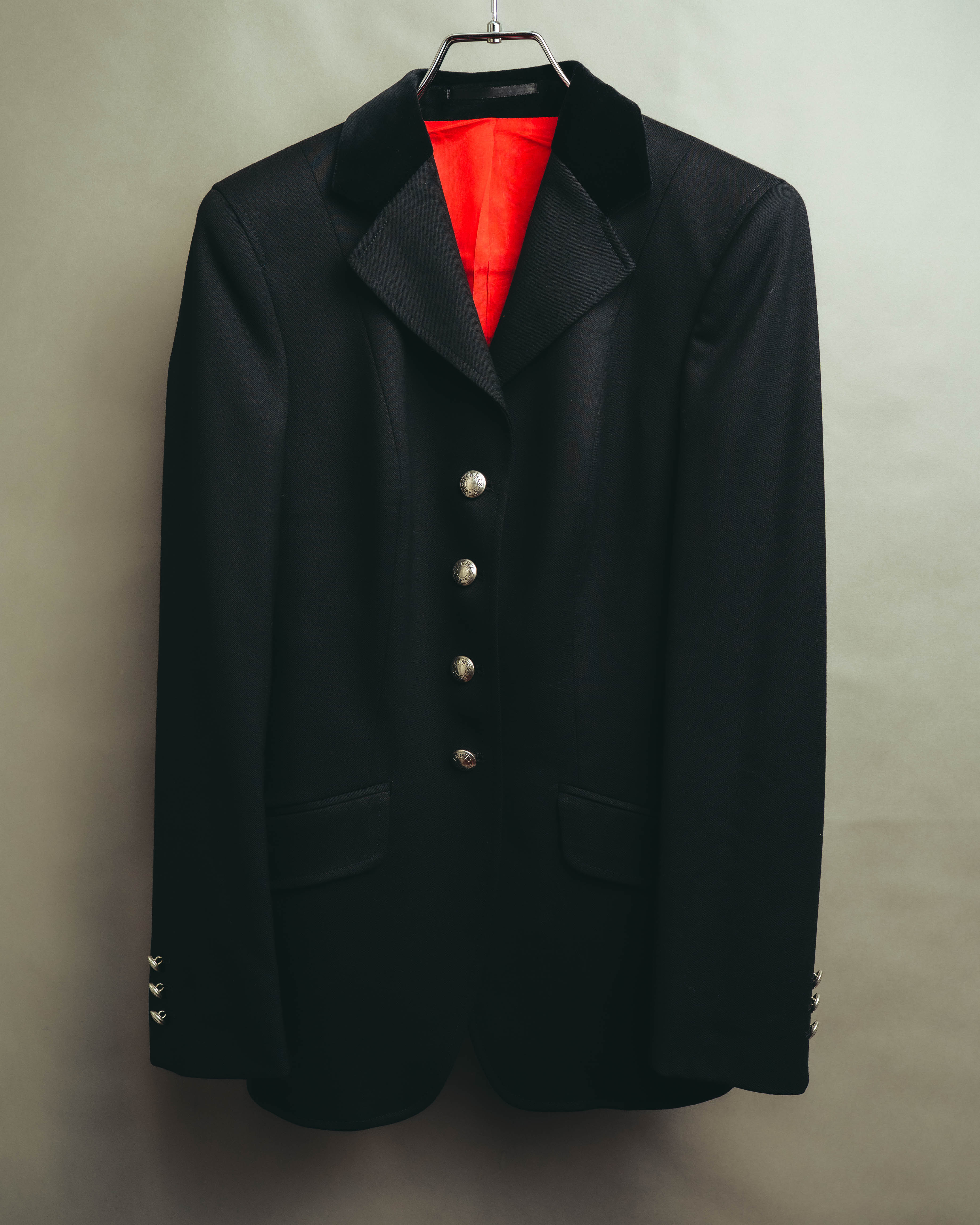 -SPECIAL- “HERMES” 00’s Technical wool equestrian jacket with red lining