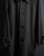 "tricot COMME des GARCONS" Leather collar design houndstooth pattern oversized long coat