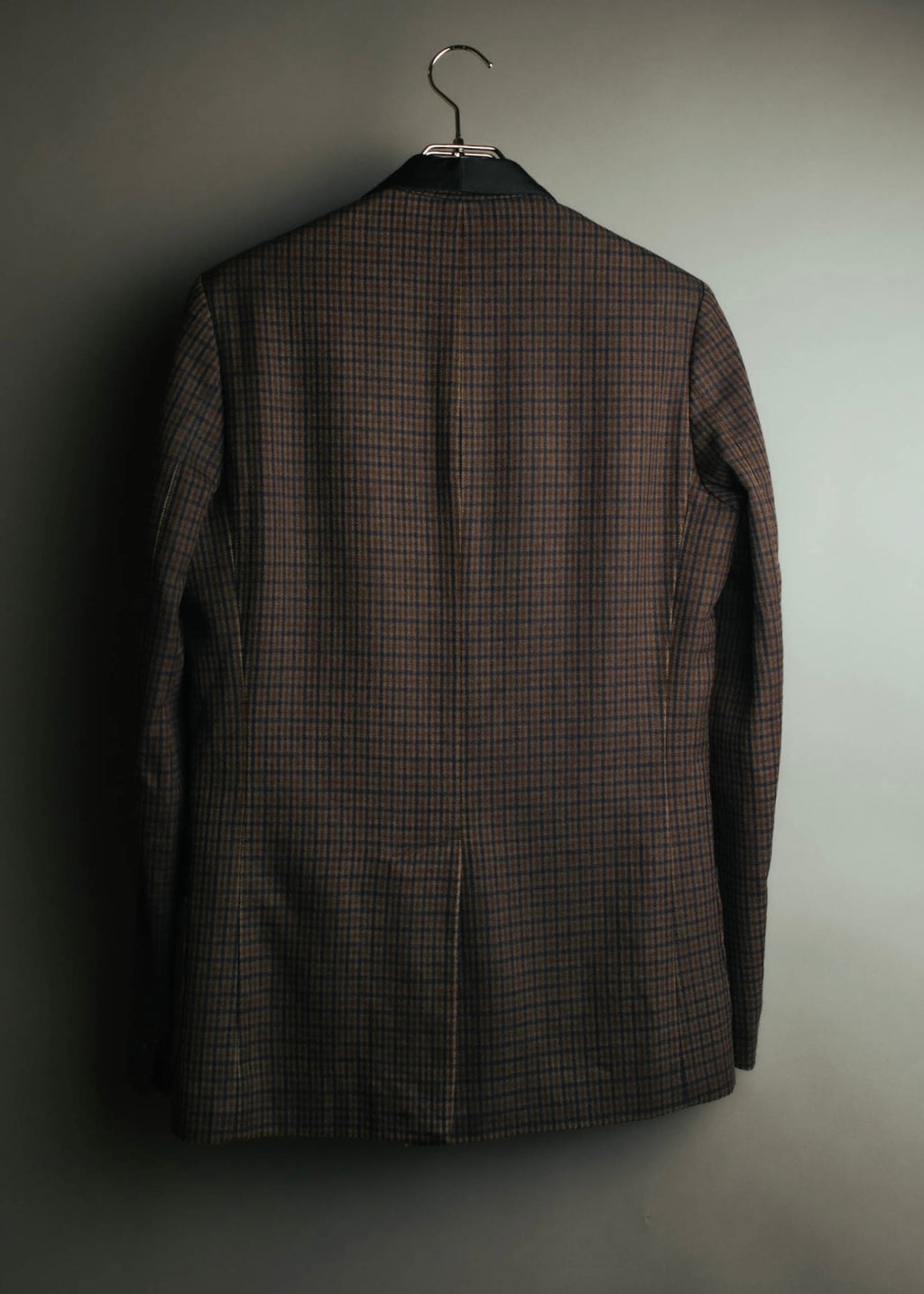 -SPECIAL- "Maison Martin Margiela" 00's Check shawl collar smoking jacket with satin contrast