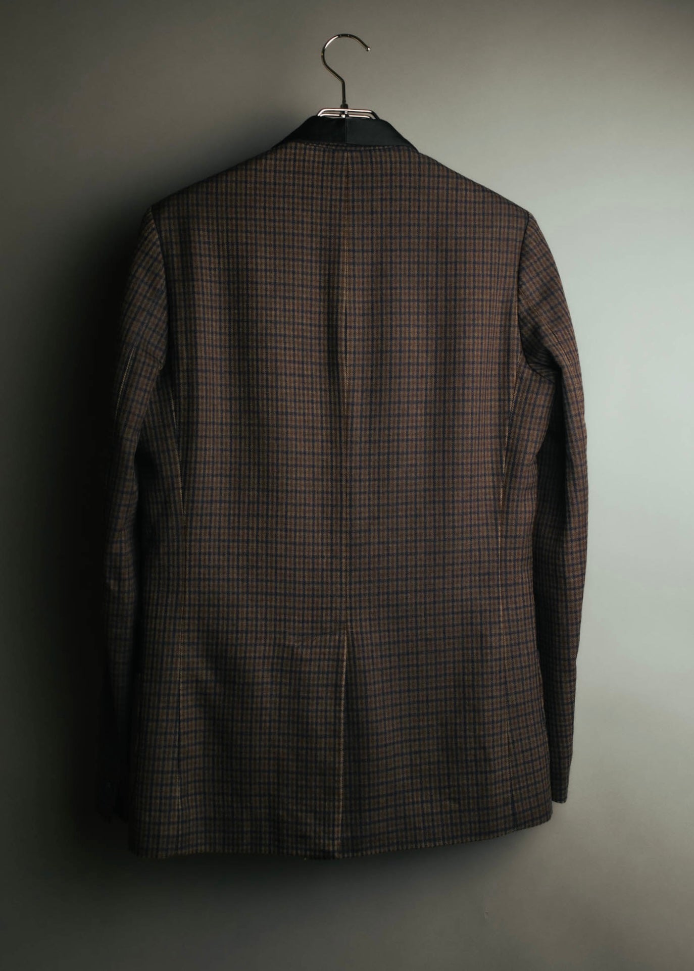 -SPECIAL- "Maison Martin Margiela" 00's Check shawl collar smoking jacket with satin contrast