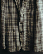 -SPECIAL- "Hermès" 10's Textured linen blend check blazer
