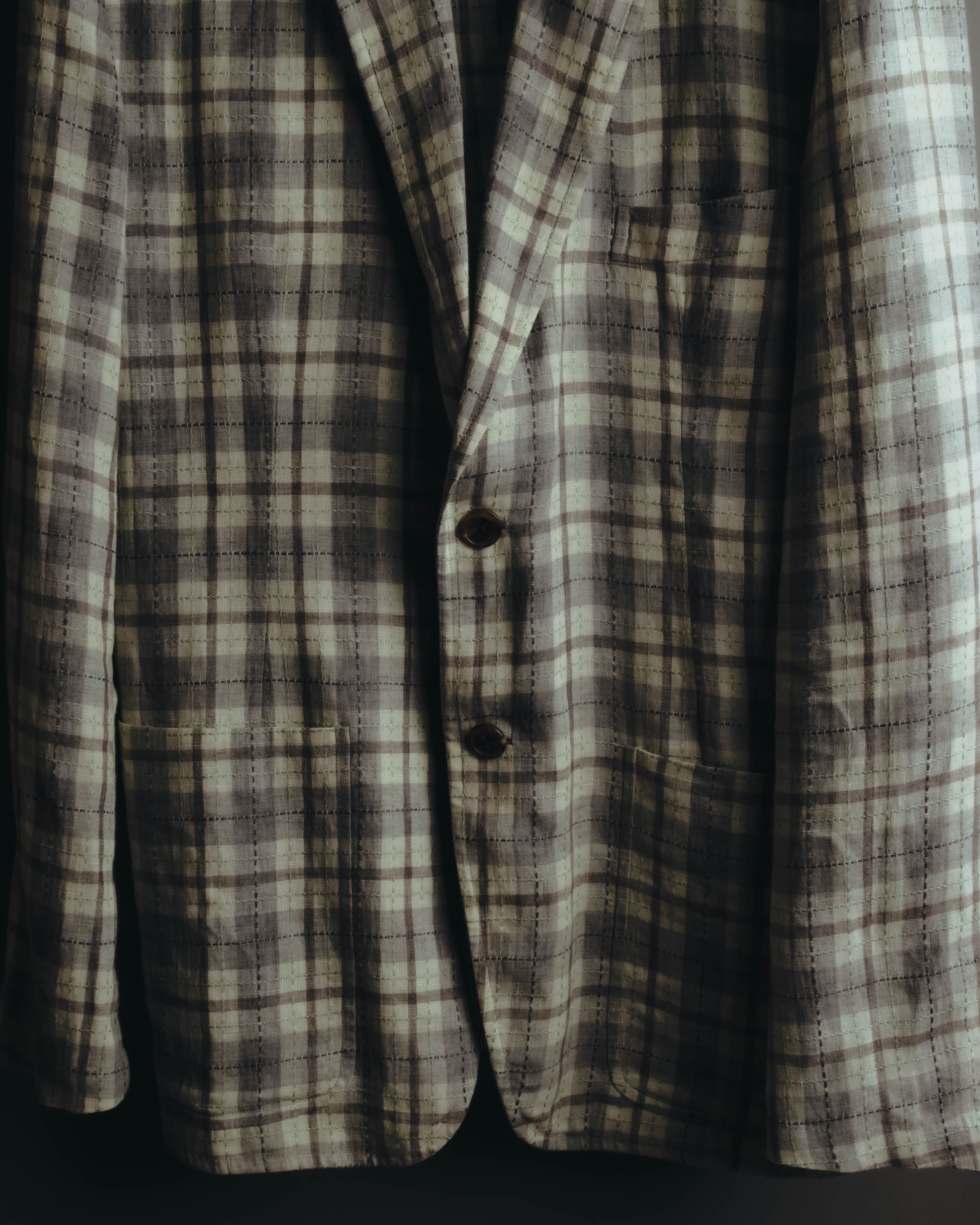 -SPECIAL- "Hermès" 10's Textured linen blend check blazer