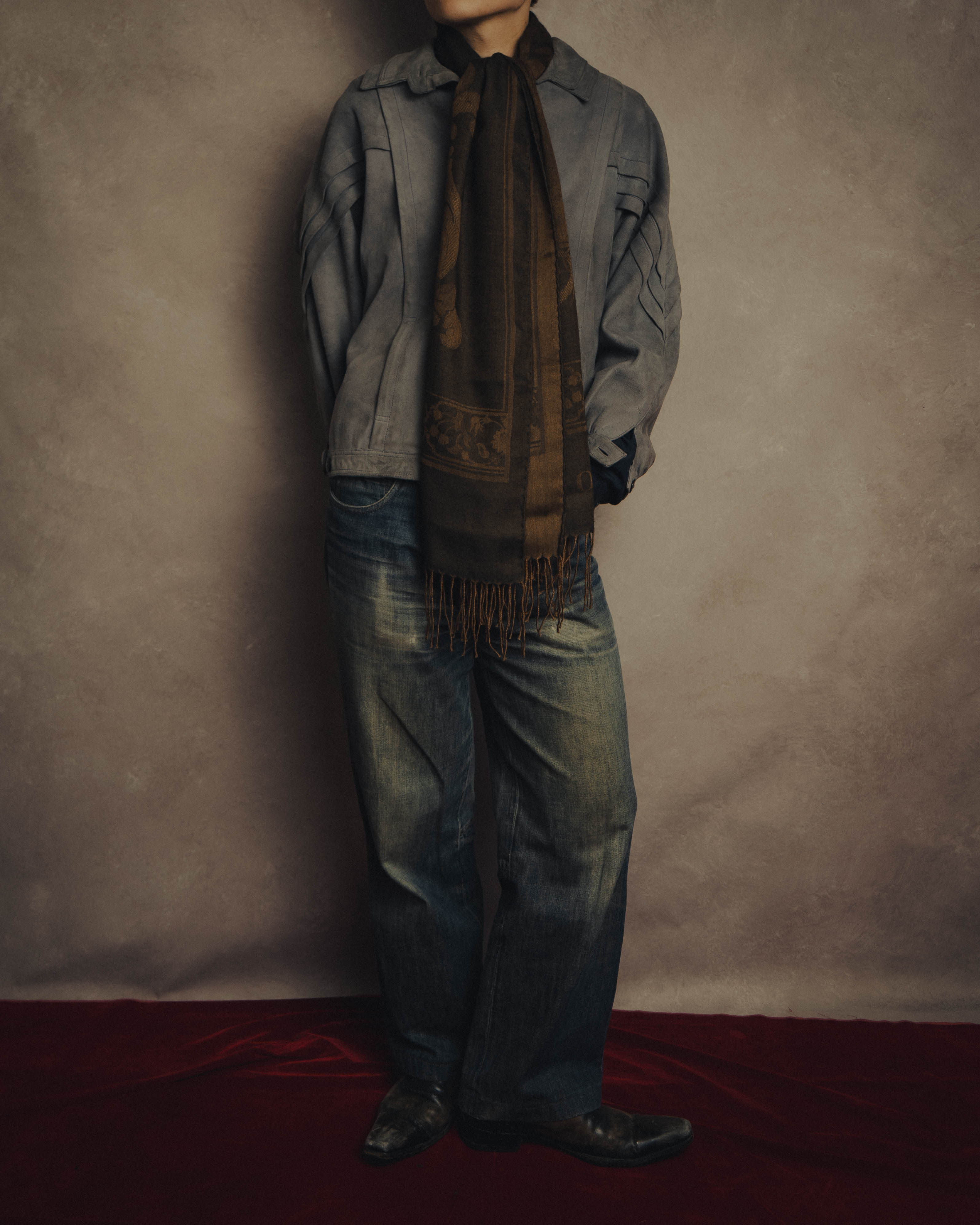 -SPECIAL- “LOEWE” 90’s-00’s Botanical anagram jacquard fringe stole