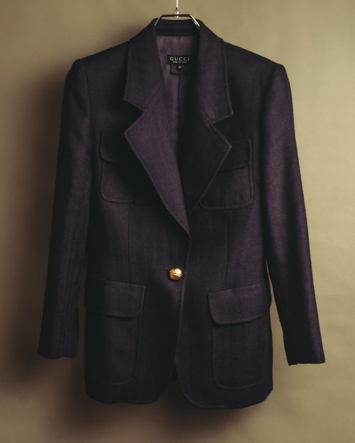 –SPECIAL– “GUCCI” 80’s-90’s Sculptural tailored blazer with gold buttons
