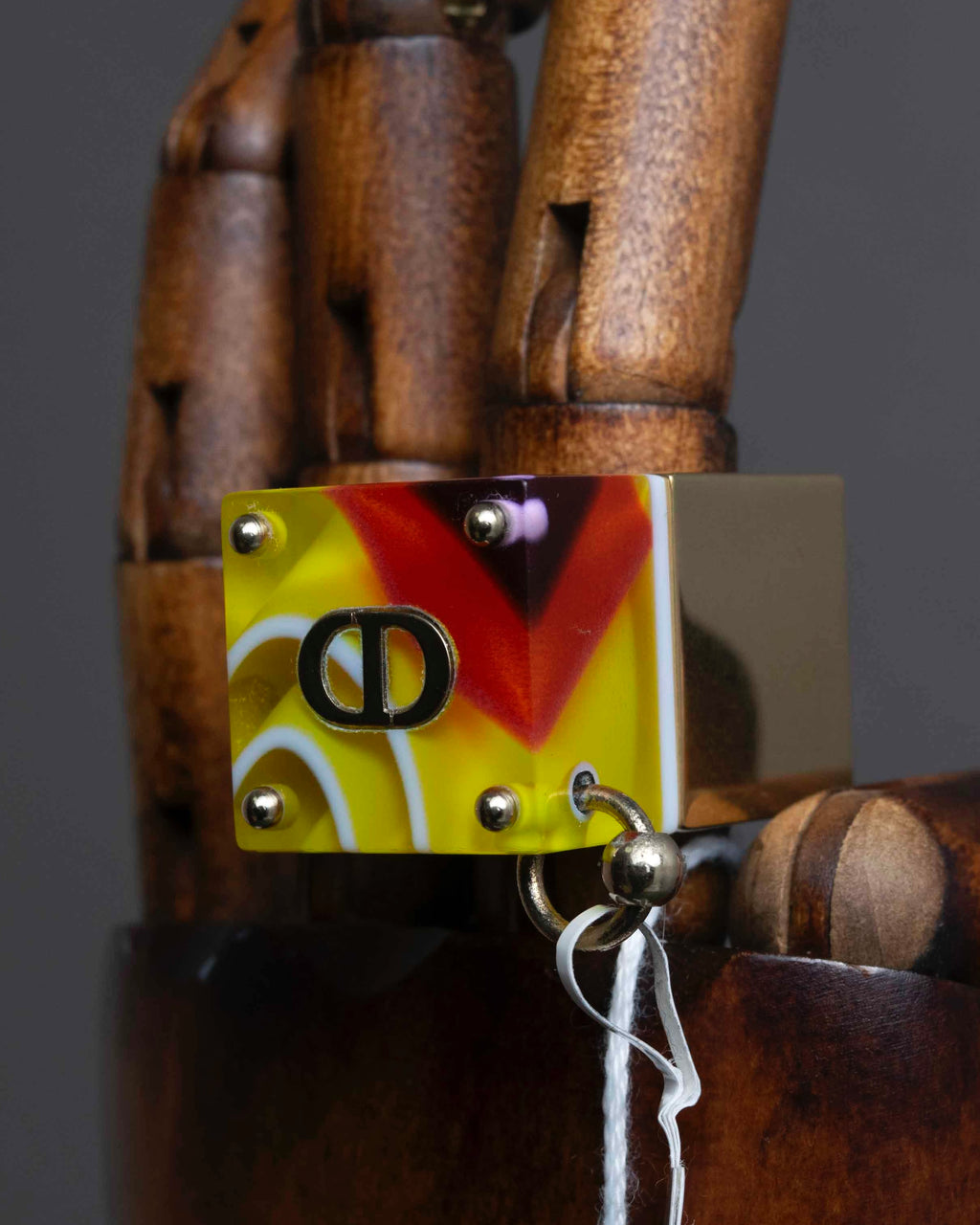 "Dior" Resin abstract pattern top gold ring